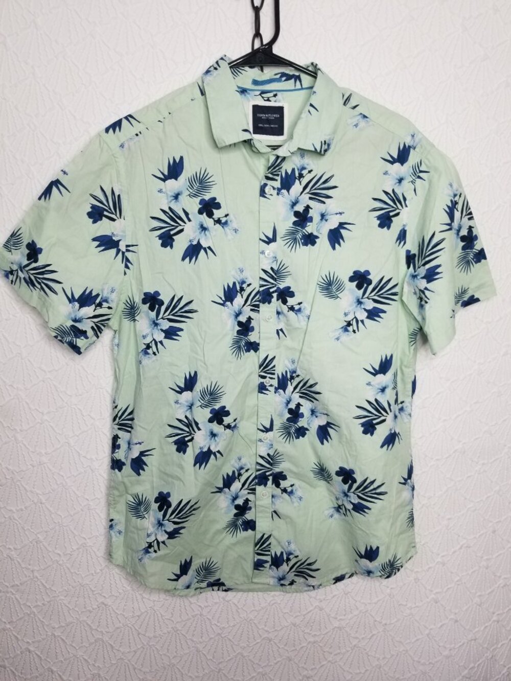 Denim & Flower Tropical Button Down Shirt Men's Large